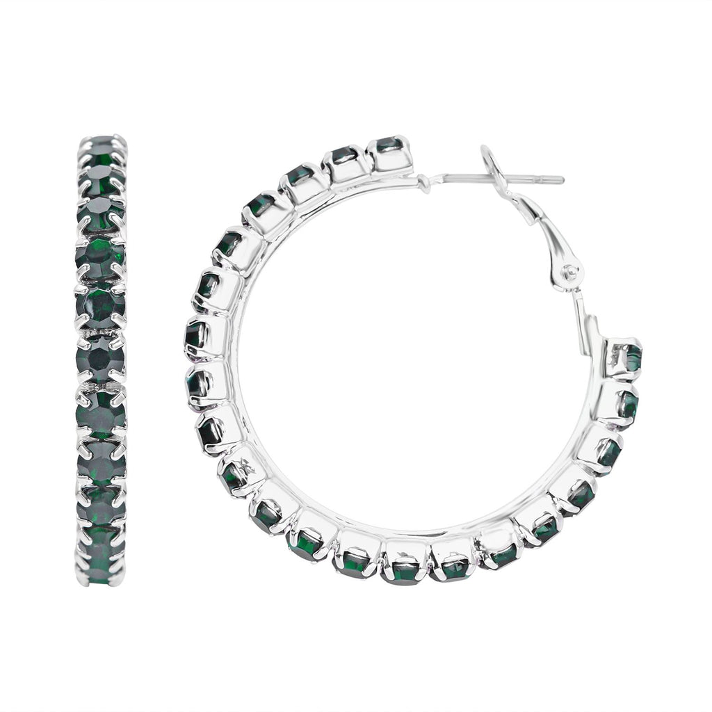 Diopsid-farbene Kristall-Ohrringe mit Armband, reines Messing