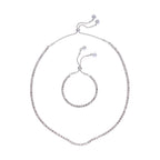 Weiße Kristall-Halskette mit Armband, reines Messing