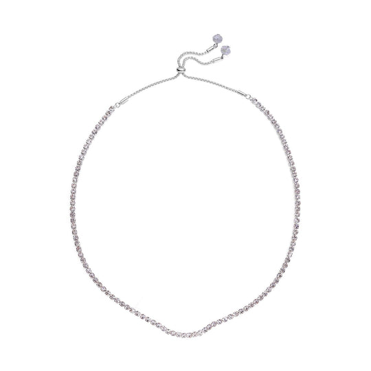 Weiße Kristall-Halskette mit Armband, reines Messing