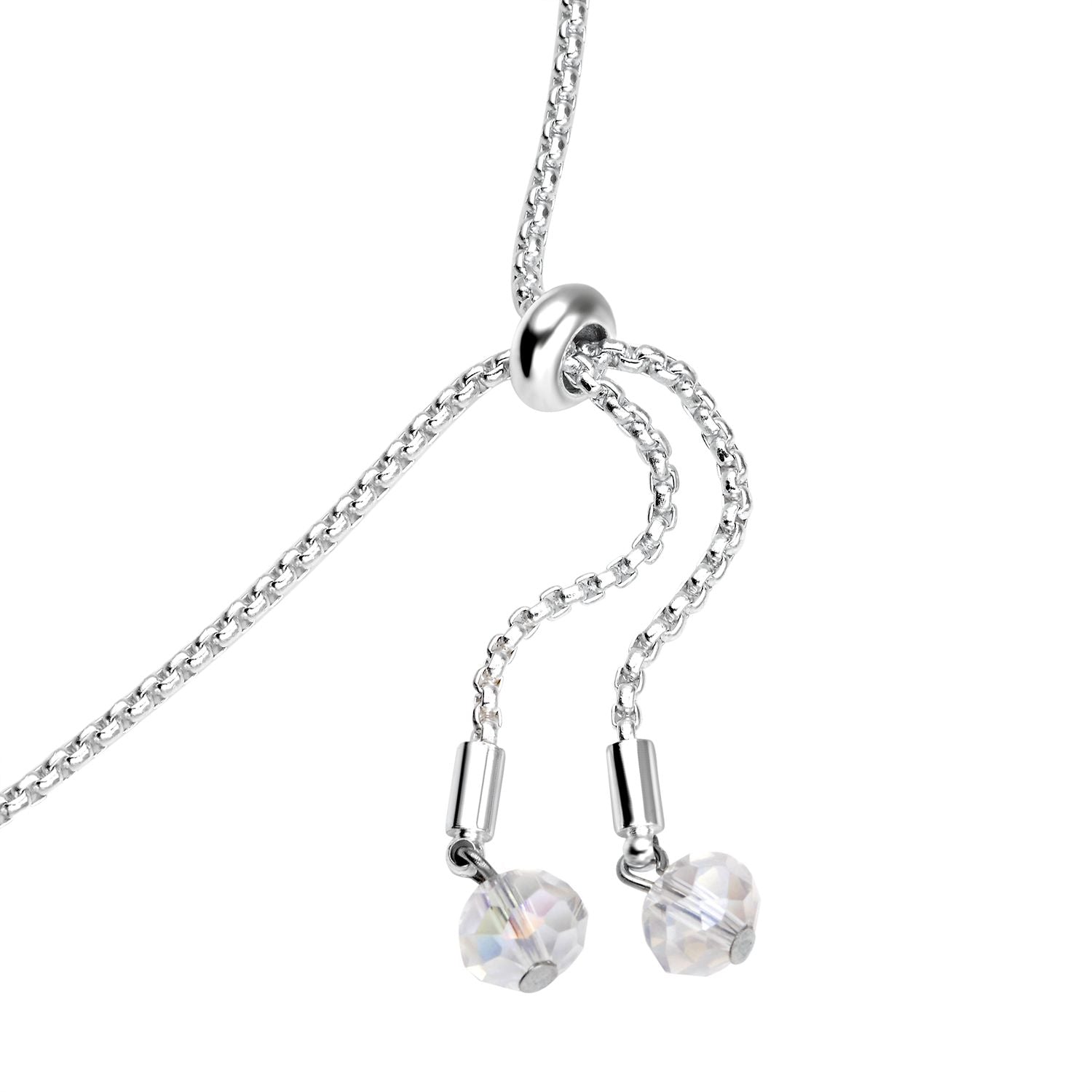 Weiße Kristall-Halskette mit Armband, reines Messing