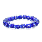 2er Set - Murano-Glasperlen Design, flexibles Armband und Ohrringe, Reiner Edelstahl, Blau