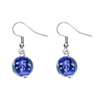 2er Set - Murano-Glasperlen Design, flexibles Armband und Ohrringe, Reiner Edelstahl, Blau