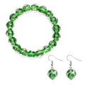 2er Set - Murano-Glasperlen Design, flexibles Armband und Ohrringe, Reiner Edelstahl, Grün