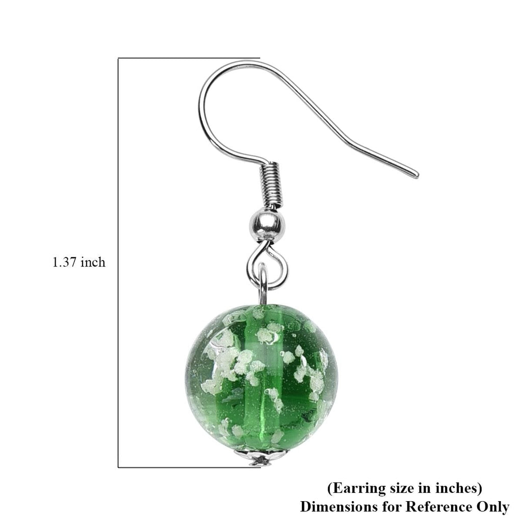 2er Set - Murano-Glasperlen Design, flexibles Armband und Ohrringe, Reiner Edelstahl, Grün