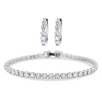 Weißes Zirkonia-Armband und Creolen, reines Messing ca. 15,50 ct