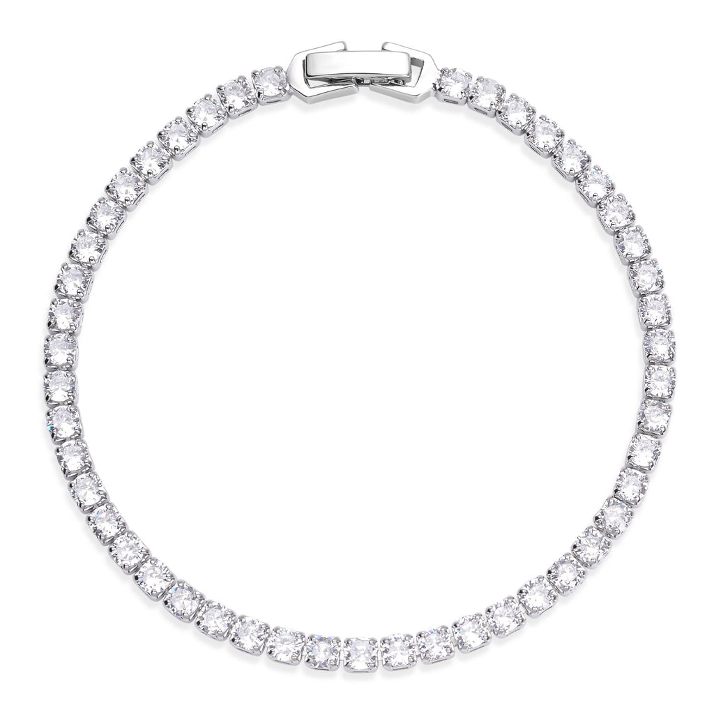 Weißes Zirkonia-Armband und Creolen, reines Messing ca. 15,50 ct