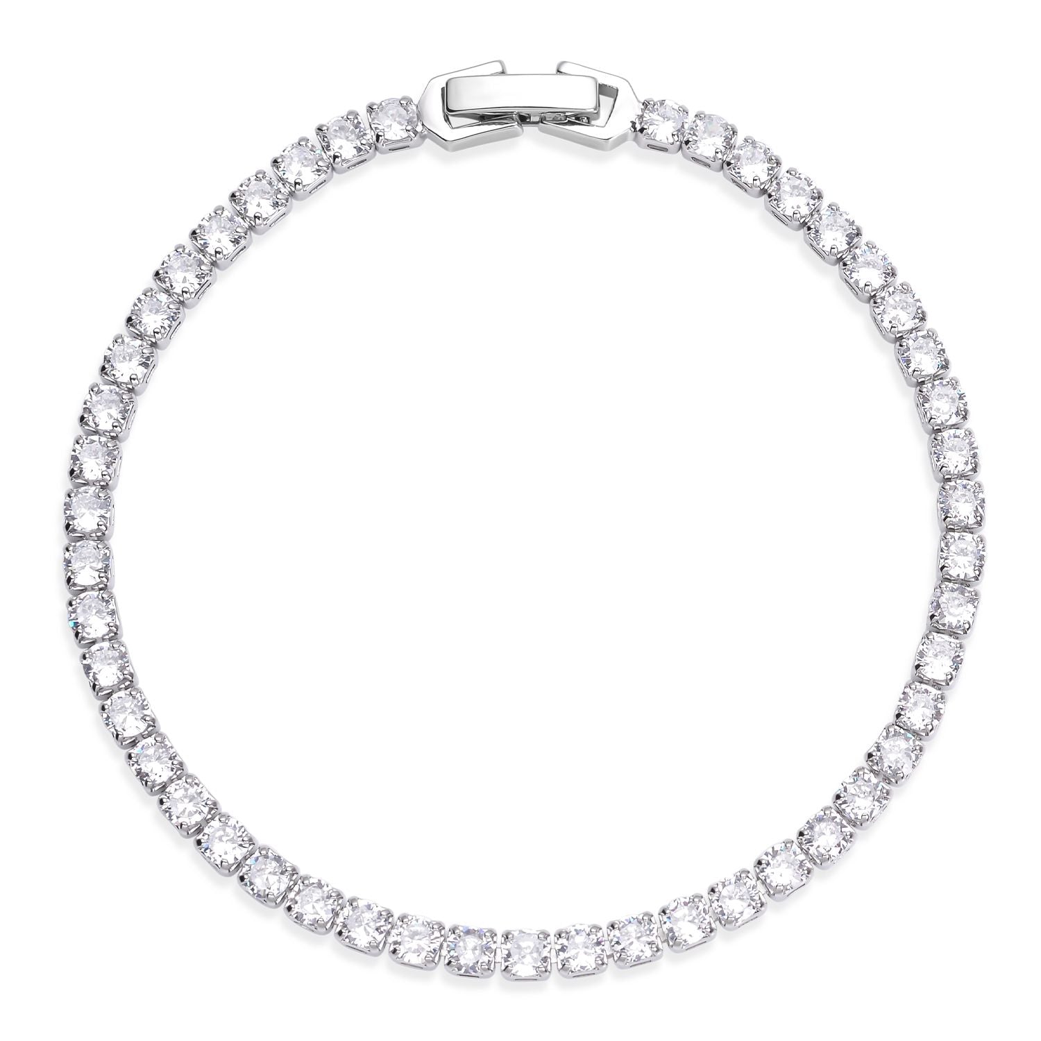 Weißes Zirkonia-Armband und Creolen, reines Messing ca. 15,50 ct