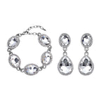 2er Set, Weißes Glaskristall Armband und Ohrringe, silberfarben 132.80 ct
