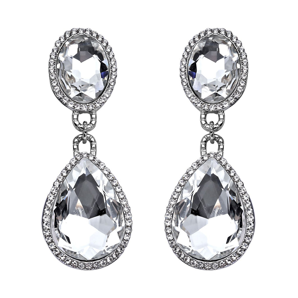 2er Set, Weißes Glaskristall Armband und Ohrringe, silberfarben 132.80 ct