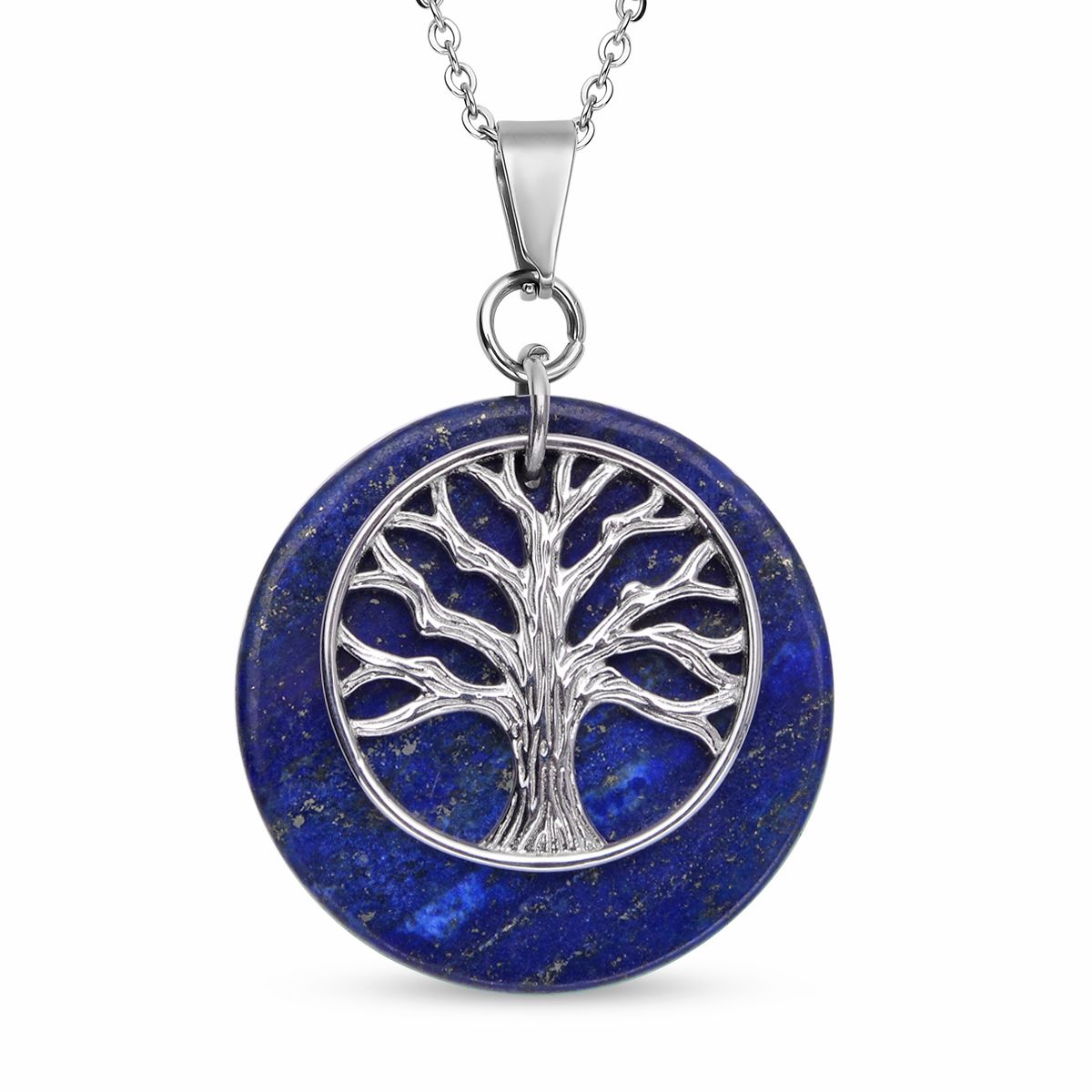 Lapislazuli-Anhänger mit Kette, reiner Edelstahl ca. 21,00 ct
