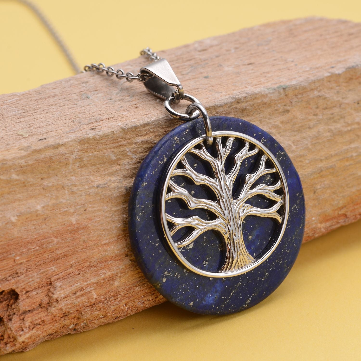 Lapislazuli-Anhänger mit Kette, reiner Edelstahl ca. 21,00 ct