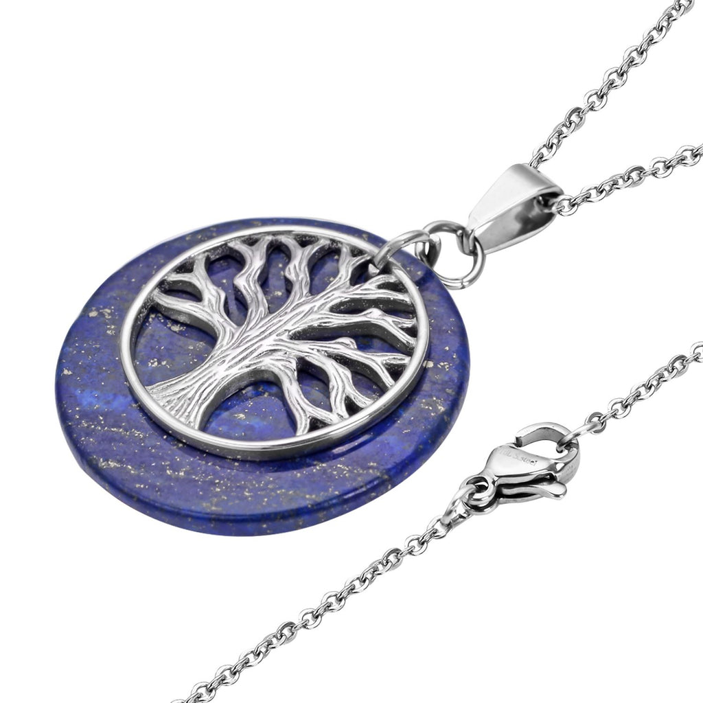 Lapislazuli-Anhänger mit Kette, reiner Edelstahl ca. 21,00 ct