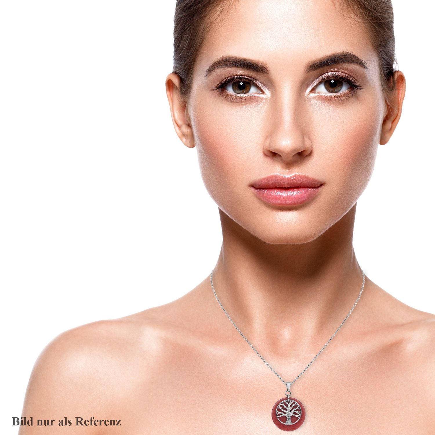 Gefärbter roter Achat-Anhänger mit Kette, reiner Edelstahl ca. 20,50 ct