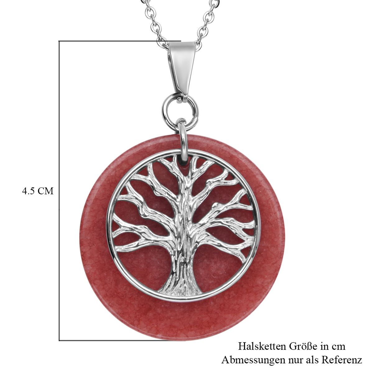 Gefärbter roter Achat-Anhänger mit Kette, reiner Edelstahl ca. 20,50 ct