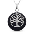 Schwarz gefärbter Achat-Anhänger mit Kette, reiner Edelstahl ca. 19,50 ct