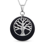 Schwarz gefärbter Achat-Anhänger mit Kette, reiner Edelstahl ca. 19,50 ct