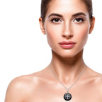 Schwarz gefärbter Achat-Anhänger mit Kette, reiner Edelstahl ca. 19,50 ct