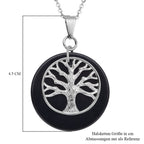 Schwarz gefärbter Achat-Anhänger mit Kette, reiner Edelstahl ca. 19,50 ct