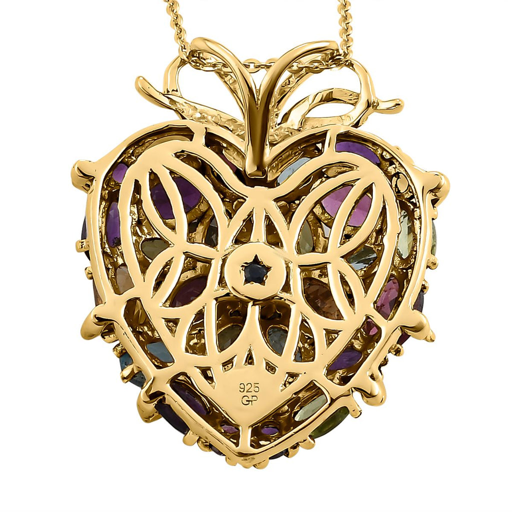 GP Amore Kollektion - Mehrfarbiger Edelstein Anhänger mit Kette, ca. 50 cm, 925 Silber vergoldet ca. 8.18 ct