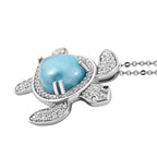 Larimar und weißer Zirkon Anhänger mit Kette, 925 Silber platiniert ca. 5,84 ct
