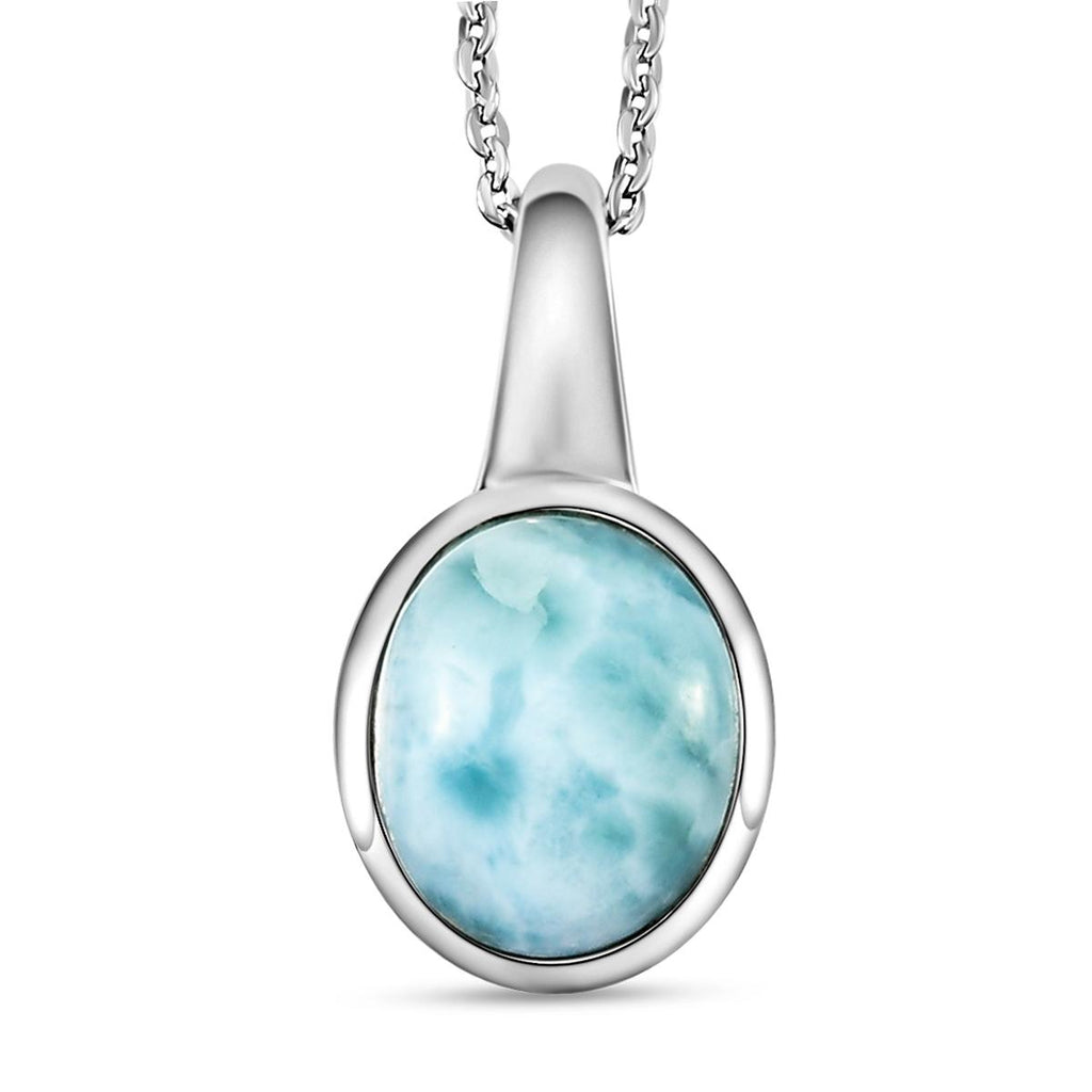 Larimar-Anhänger mit Kette, 925 Silber platiniert ca. 3,06 ct