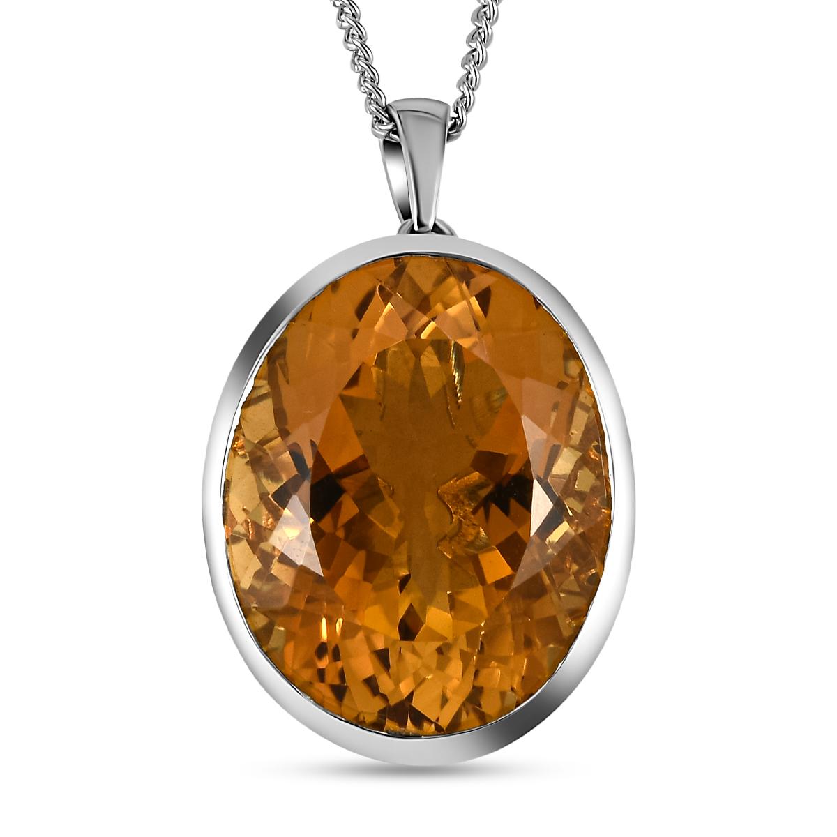 AAA Citrin-Anhänger mit Kette, 925 Silber platiniert ca. 50,89 ct