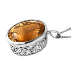 AAA Citrin-Anhänger mit Kette, 925 Silber platiniert ca. 50,89 ct