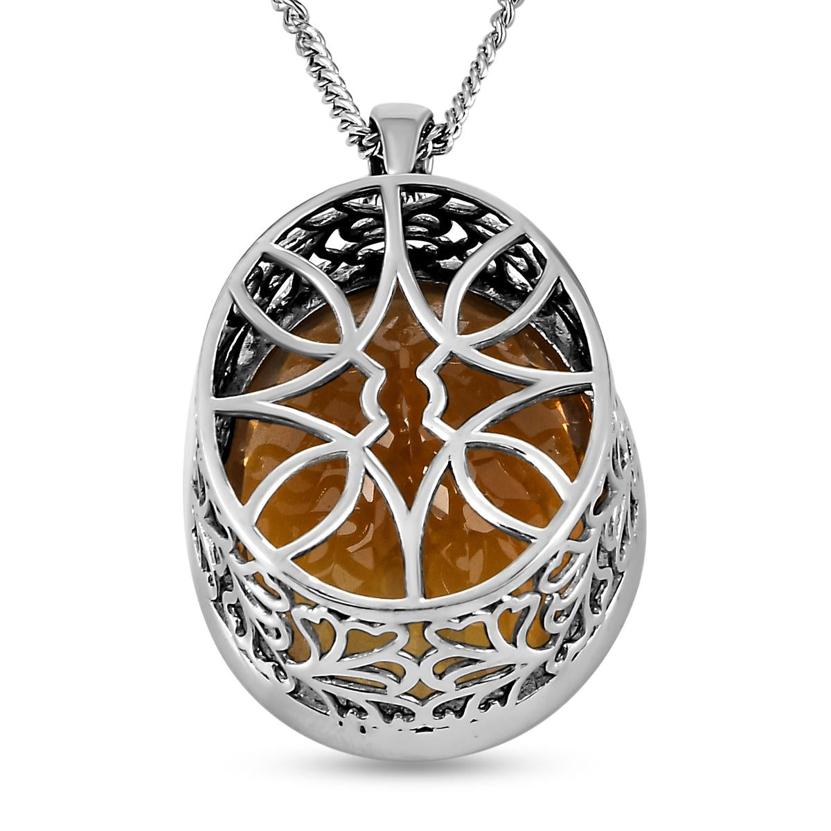 AAA Citrin-Anhänger mit Kette, 925 Silber platiniert ca. 50,89 ct
