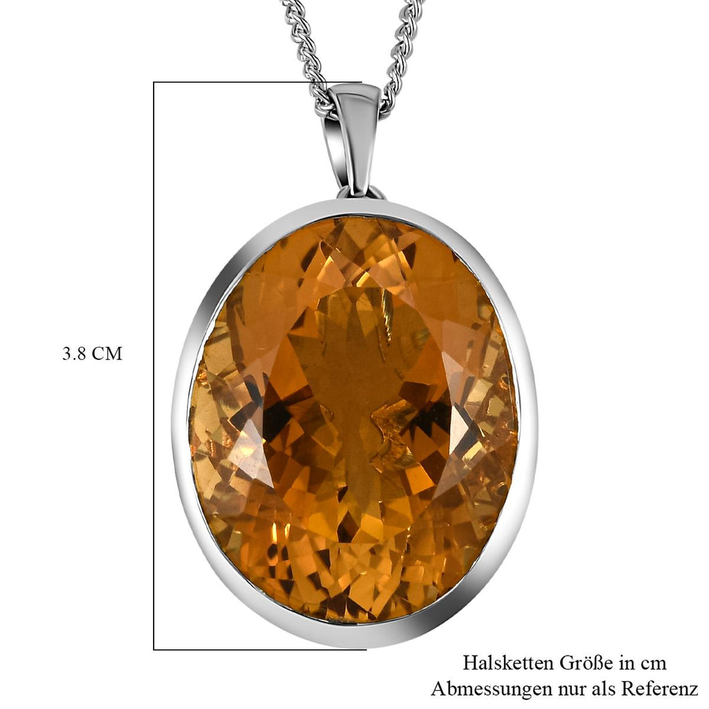 AAA Citrin-Anhänger mit Kette, 925 Silber platiniert ca. 50,89 ct