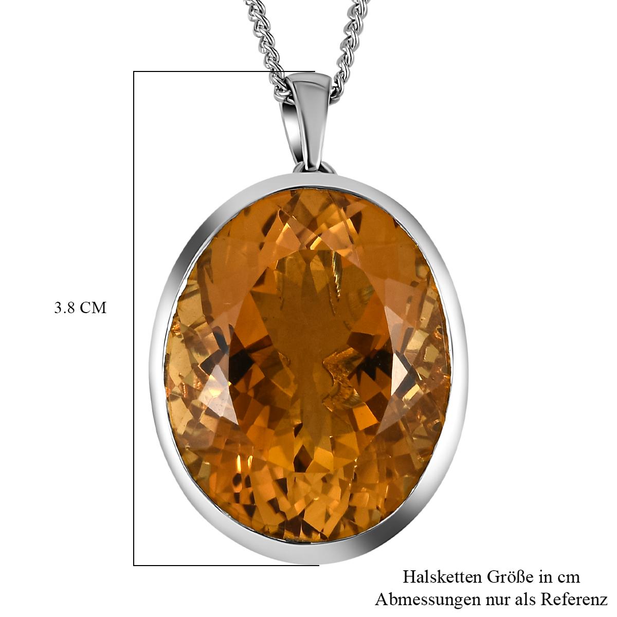 AAA Citrin-Anhänger mit Kette, 925 Silber platiniert ca. 50,89 ct