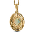 Natürlicher, äthiopischer Welo Opal und weißer Zirkon-Anhänger mit Kette, 925 Silber vergoldet ca. 3,71 ct