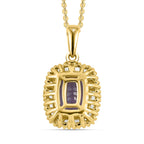 Tansanit und weißer Diamant-Anhänger mit Kette, 925 Silber Gelbgold Vermeil ca. 1,66 ct