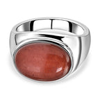 2er- set Gefärbter roter Achat Ring und Anhänger mit Kette ca. 50 cm, Edelstahl, ca. 27,00 ct