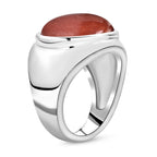 2er- set Gefärbter roter Achat Ring und Anhänger mit Kette ca. 50 cm, Edelstahl, ca. 27,00 ct