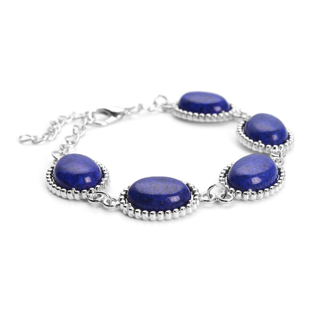 Lapislazuli-Ohrringe und Armband, reiner Edelstahl ca. 95,00 ct