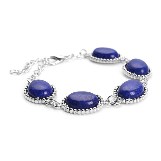 Lapislazuli-Ohrringe und Armband, reiner Edelstahl ca. 95,00 ct