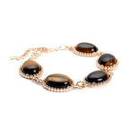 Gelbe Tigerauge-Ohrringe und Armband, reiner Edelstahl goldfarben ca. 95,00 ct