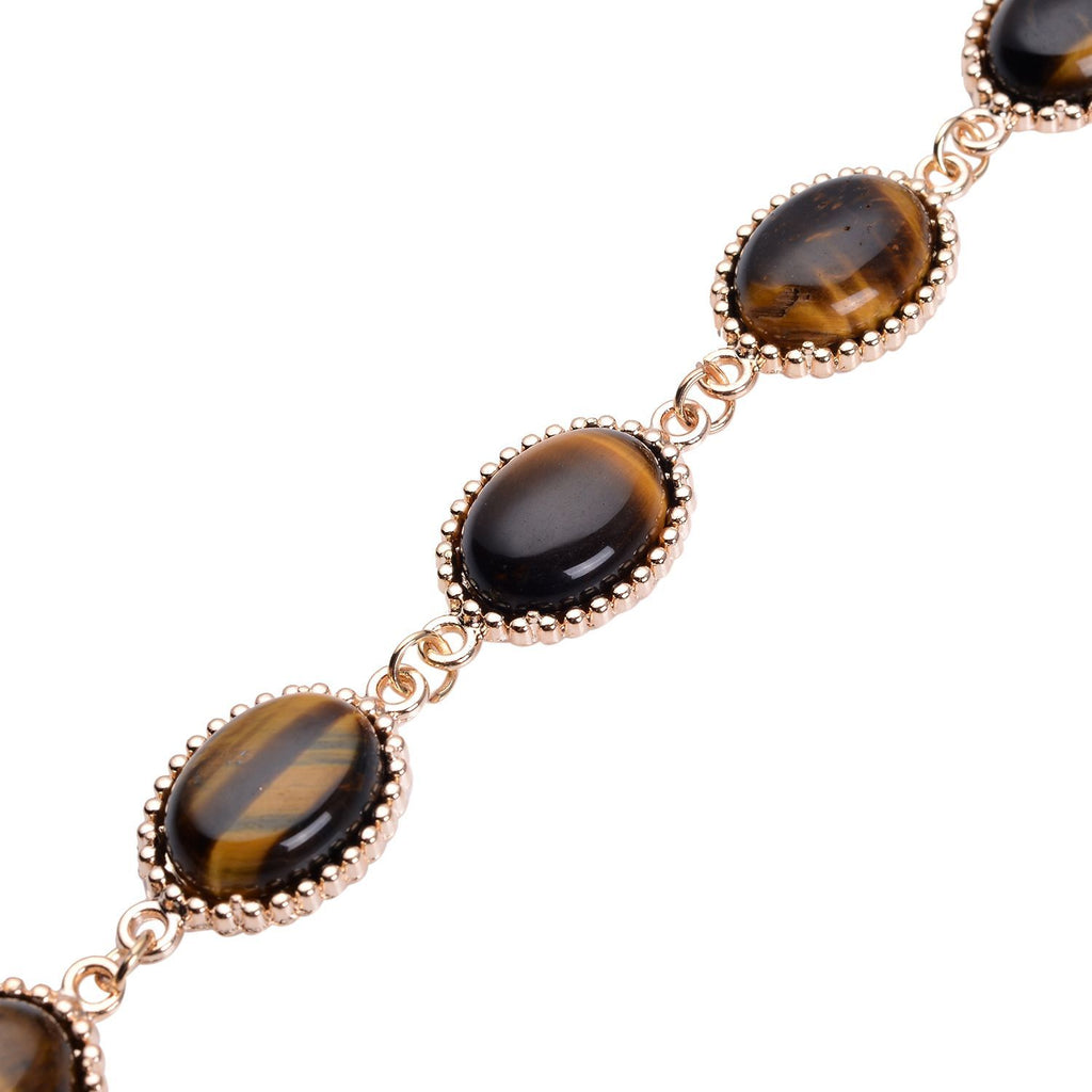 Gelbe Tigerauge-Ohrringe und Armband, reiner Edelstahl goldfarben ca. 95,00 ct