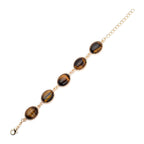Gelbe Tigerauge-Ohrringe und Armband, reiner Edelstahl goldfarben ca. 95,00 ct