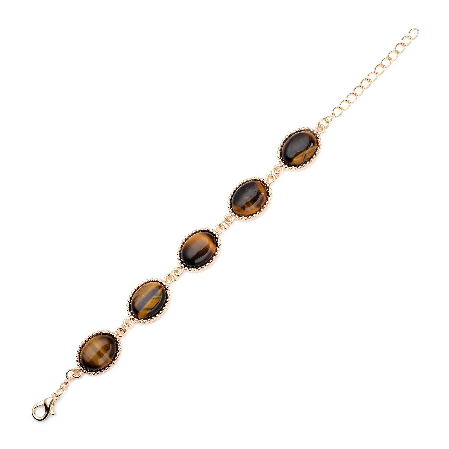 Gelbe Tigerauge-Ohrringe und Armband, reiner Edelstahl goldfarben ca. 95,00 ct