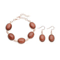 Goldene Sandstein-Ohrringe und Armband, reiner Edelstahl roséfarben ca. 95,00 ct