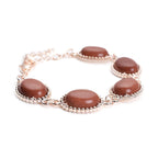 Goldene Sandstein-Ohrringe und Armband, reiner Edelstahl roséfarben ca. 95,00 ct