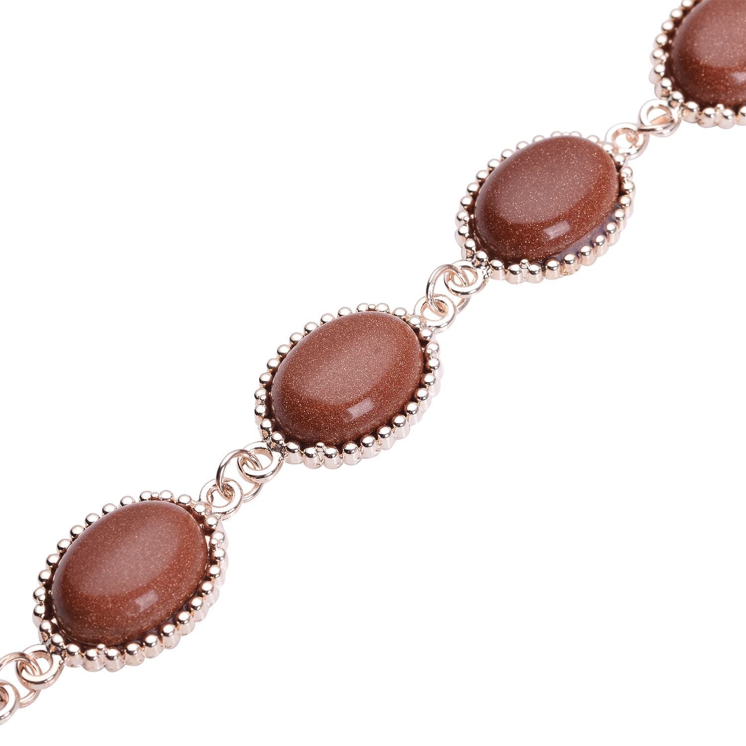 Goldene Sandstein-Ohrringe und Armband, reiner Edelstahl roséfarben ca. 95,00 ct