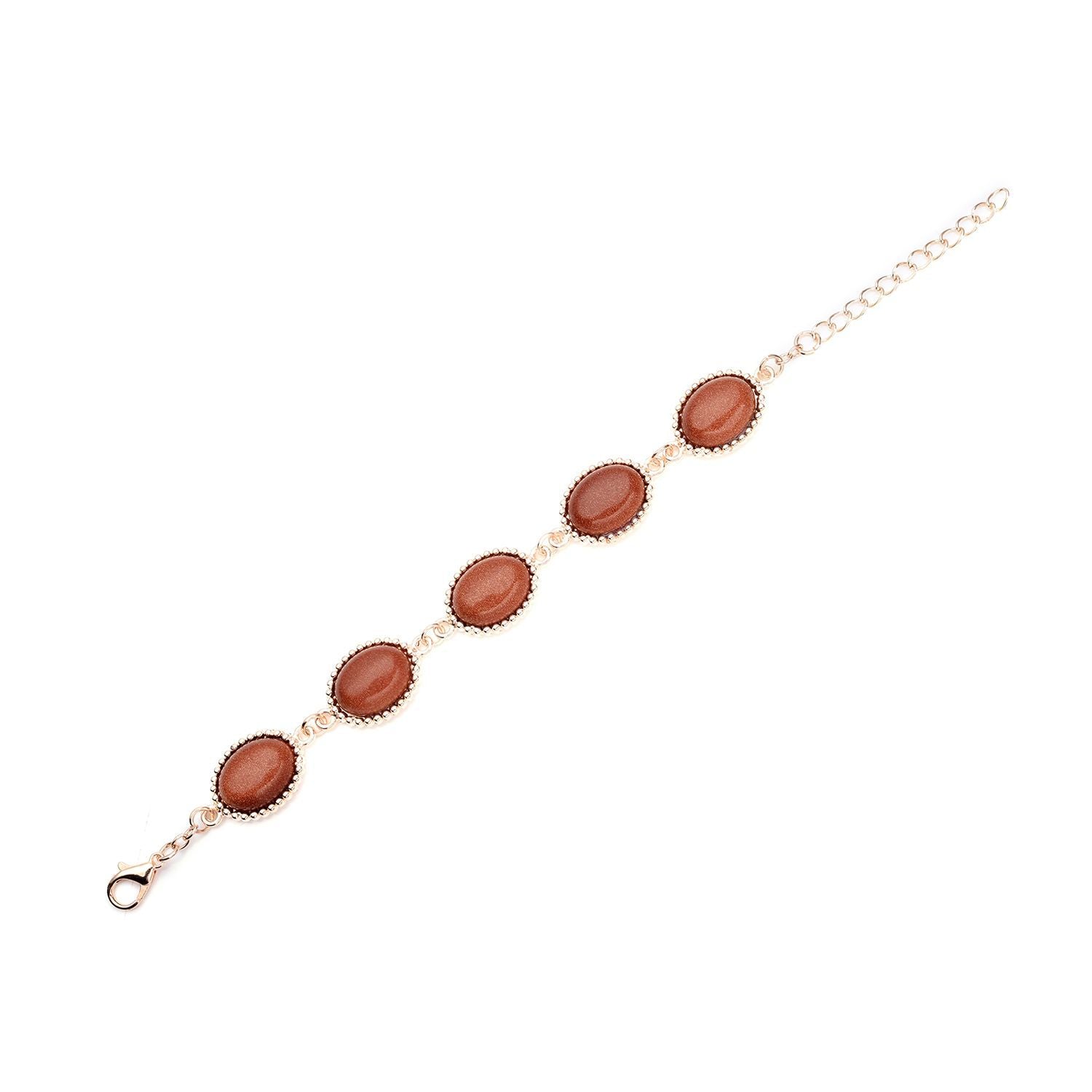 Goldene Sandstein-Ohrringe und Armband, reiner Edelstahl roséfarben ca. 95,00 ct
