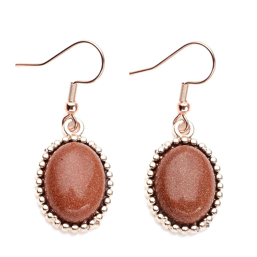 Goldene Sandstein-Ohrringe und Armband, reiner Edelstahl roséfarben ca. 95,00 ct
