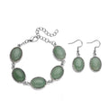 Grüne Aventurin-Ohrringe und Armband, reiner Edelstahl ca. 95,00 ct