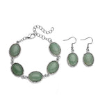 Grüne Aventurin-Ohrringe und Armband, reiner Edelstahl ca. 95,00 ct