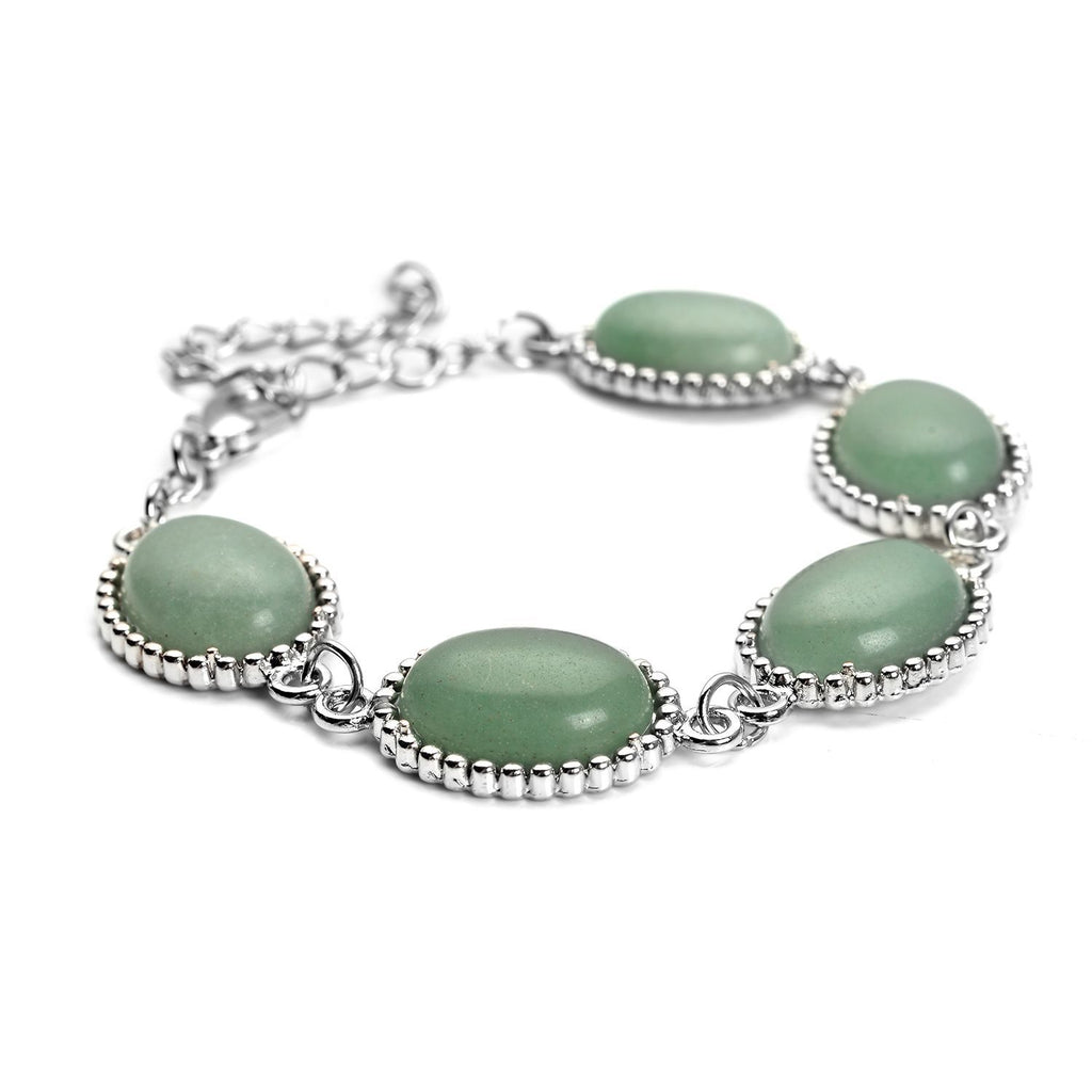 Grüne Aventurin-Ohrringe und Armband, reiner Edelstahl ca. 95,00 ct
