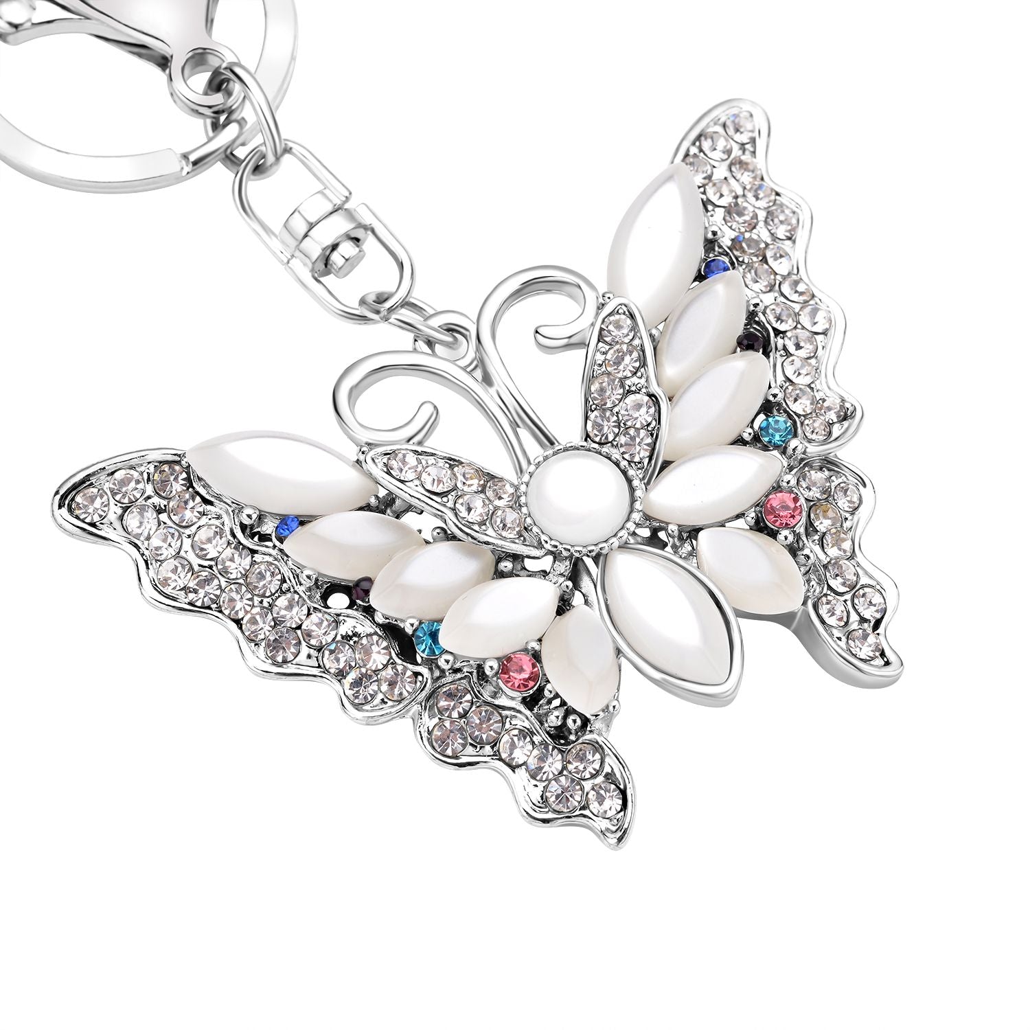 3er Set - mehrfarbige Kristall Sternschnuppe-, Biene- und Schmetterling-Schlüsselanhänger 26.60 ct