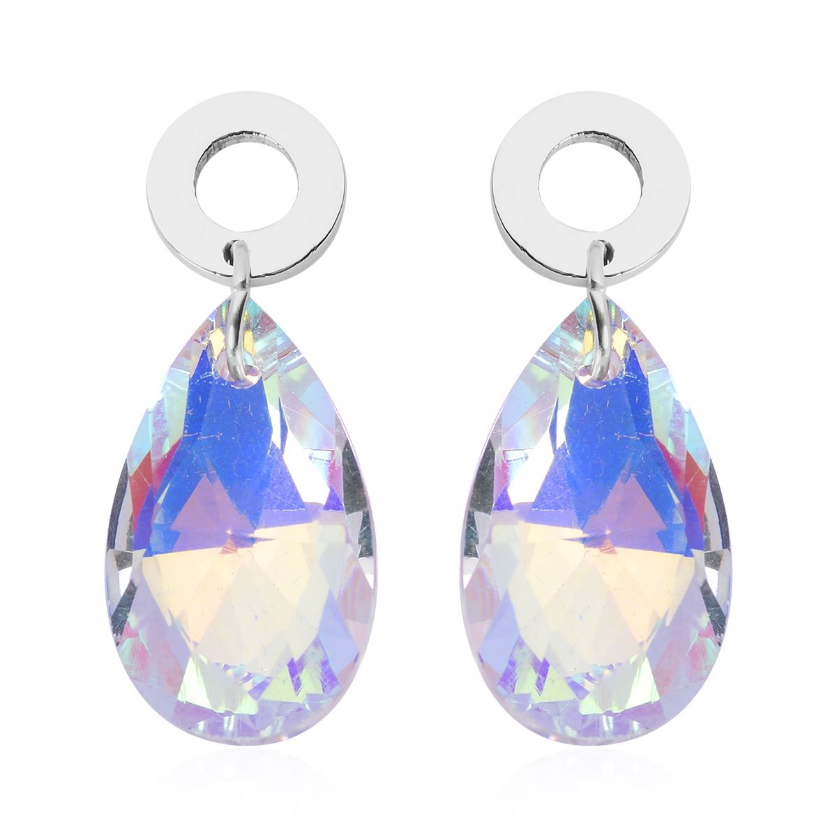 Mystische Glas-Ohrringe und Anhänger mit Kette, Edelstahl